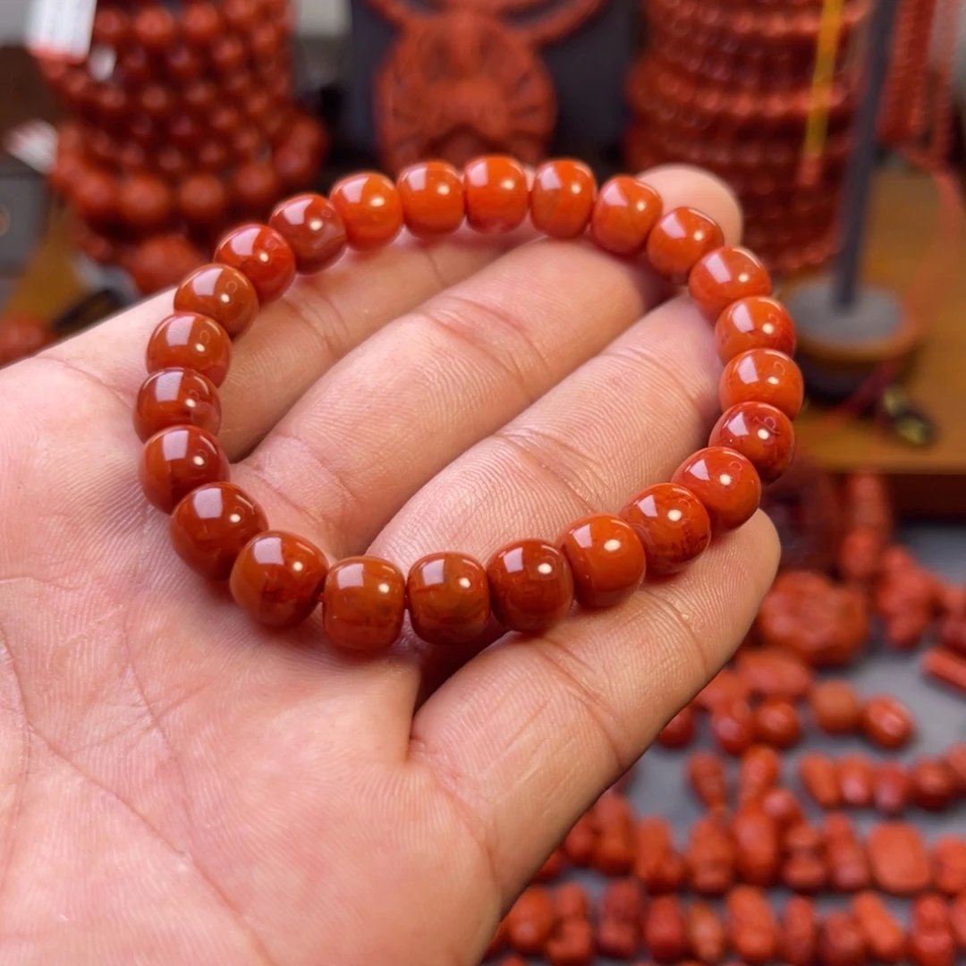 南红玛瑙未镶嵌川料精工老型手串卡8➕