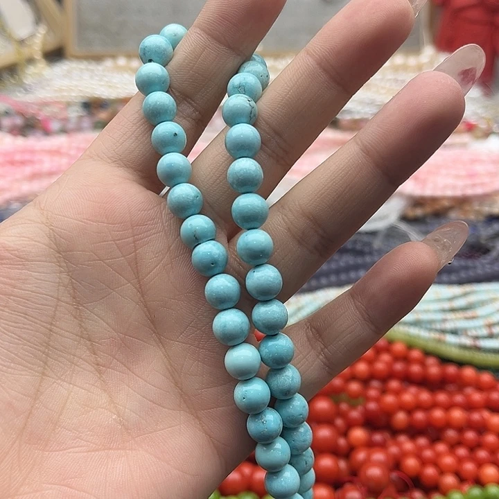 玛瑙/玉髓珠宝半成品未镶嵌一条8mm左右蓝松