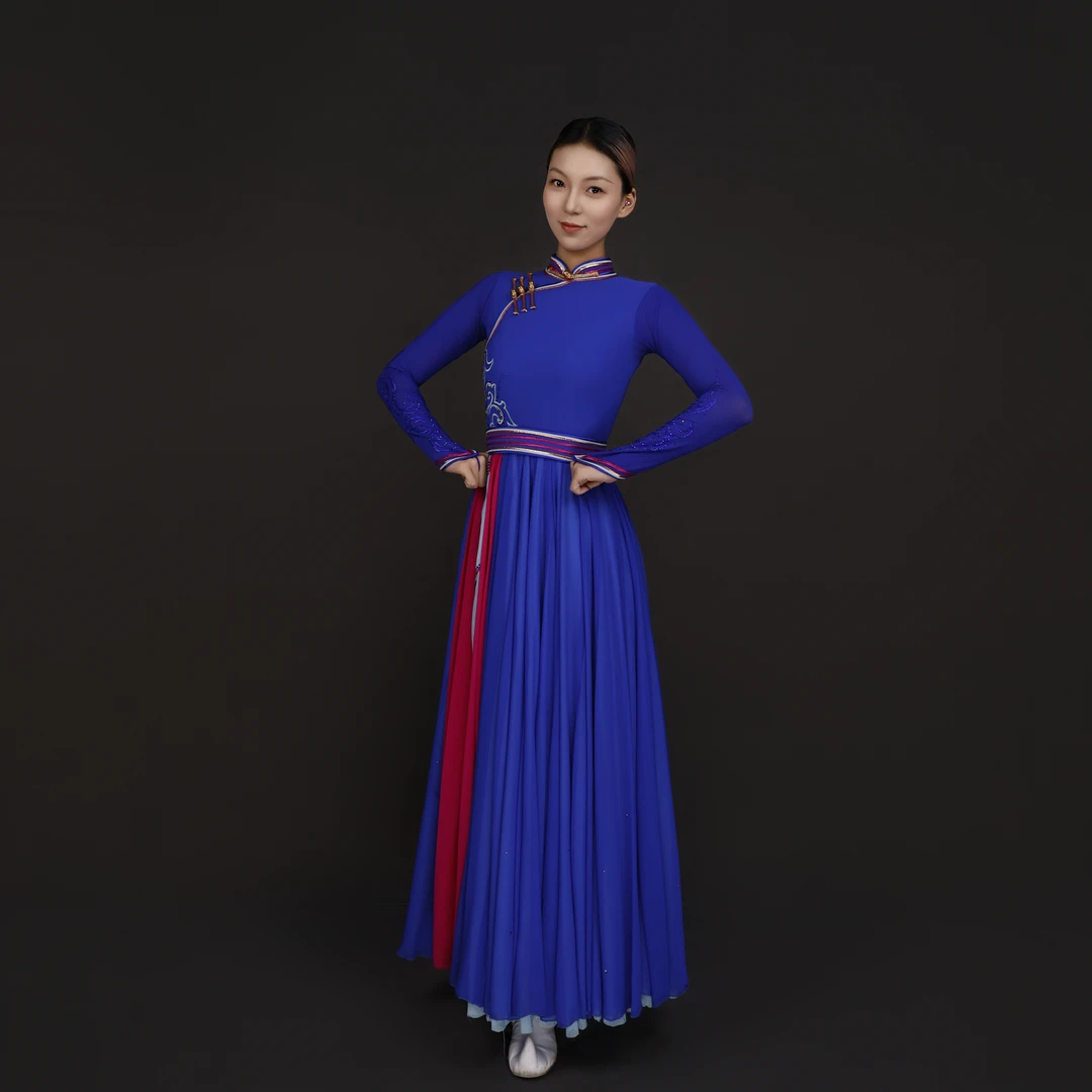 【原创设计】宝蓝绚丽| 蒙古族宝蓝刺绣舞蹈演出服