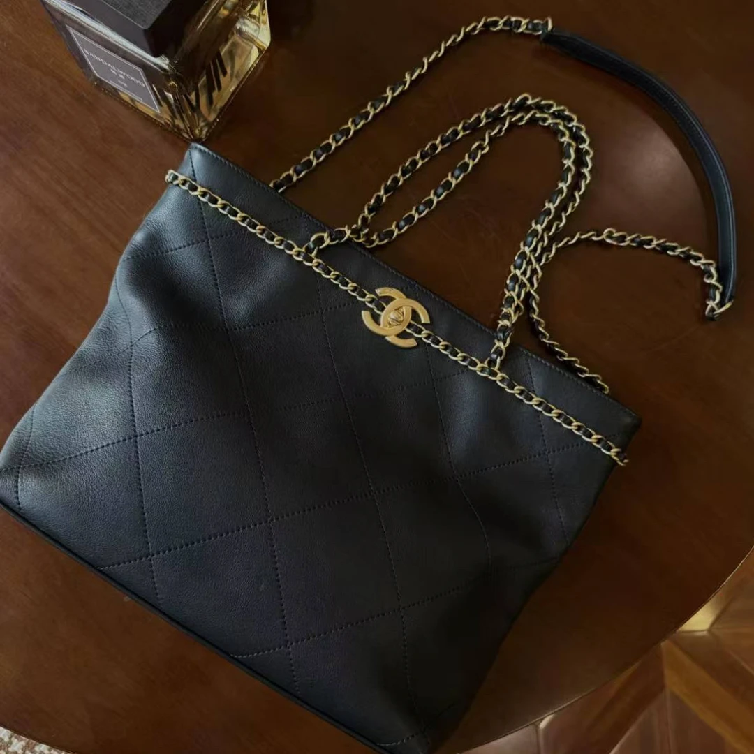 95新 Chanel/香奈儿 多多奢品/香奈儿黑金滚边托特手提包/98新