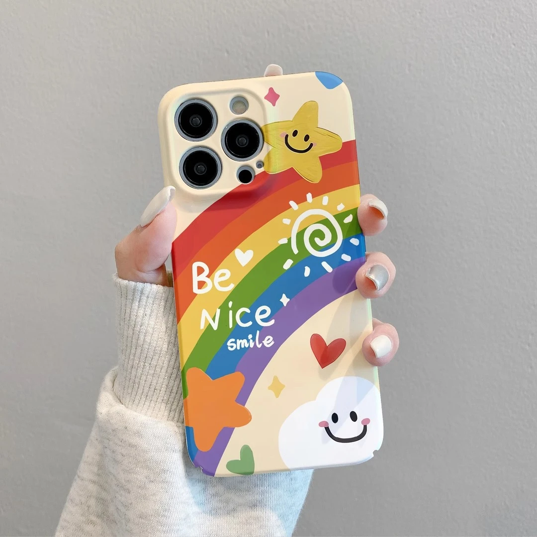 菲林软壳防摔微笑彩虹适用苹果16华为reno13小米15vivox200 1加