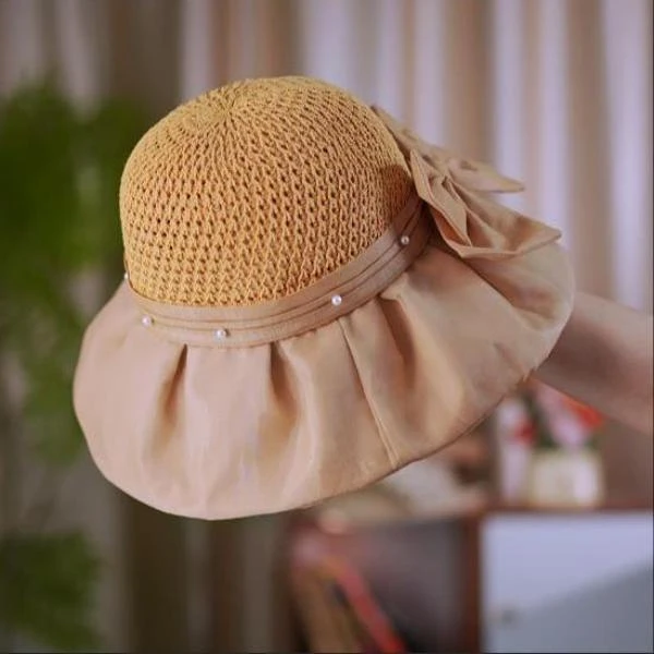 泡泡纱三层防晒遮阳帽大帽檐太阳帽
