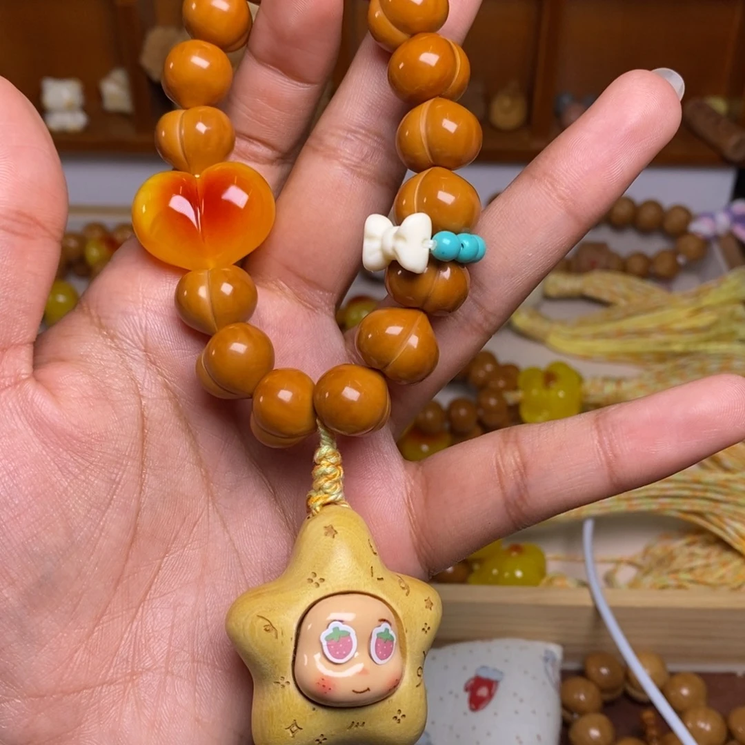 猴头核桃吊坠玻璃底柯基屁桃➕心 星星