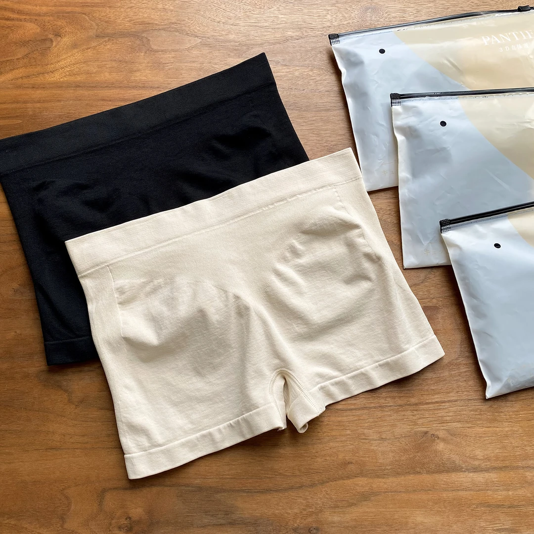 【黑+肤 两条装】女士3D立体提臀平角裤 二合一安全内裤 -515DPN