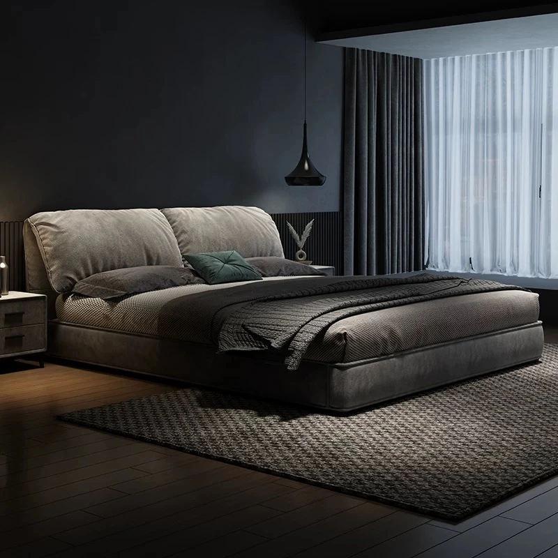 意式轻奢主卧双人大床现代简约储物婚床大象耳朵床布艺床