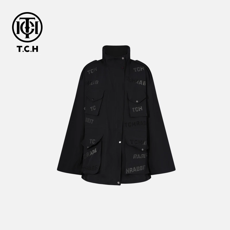 TCH私服秋款慵懒风烫钻时尚淑女长袖短外套T75C27E1027轻奢tch