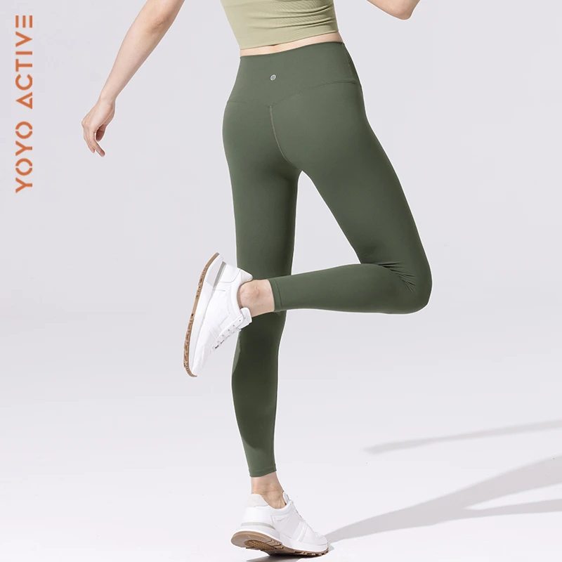 YOYOACTIVE裸感系列瑜伽裤 双6尼龙莱卡瑜伽裤舒适磨毛九分裤
