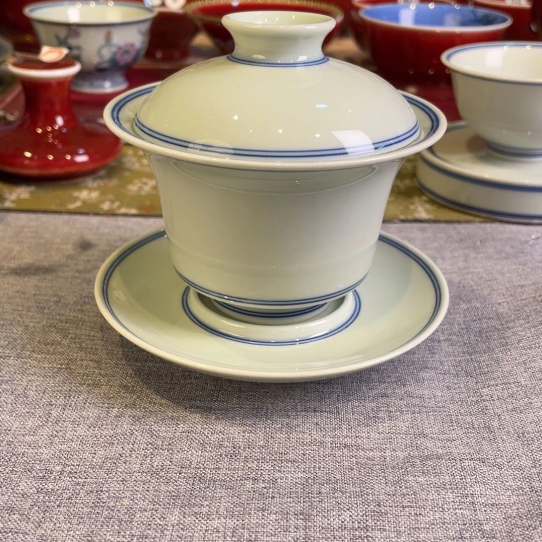 清欢柴窑，素胎马蹄三才盖碗130毫升