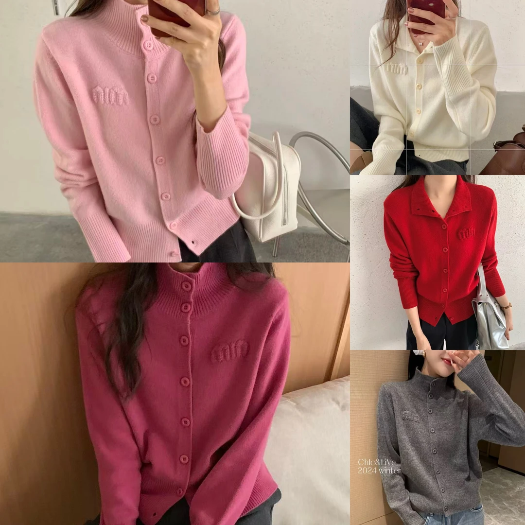 5127芭莎家miu毛巾绣开衫