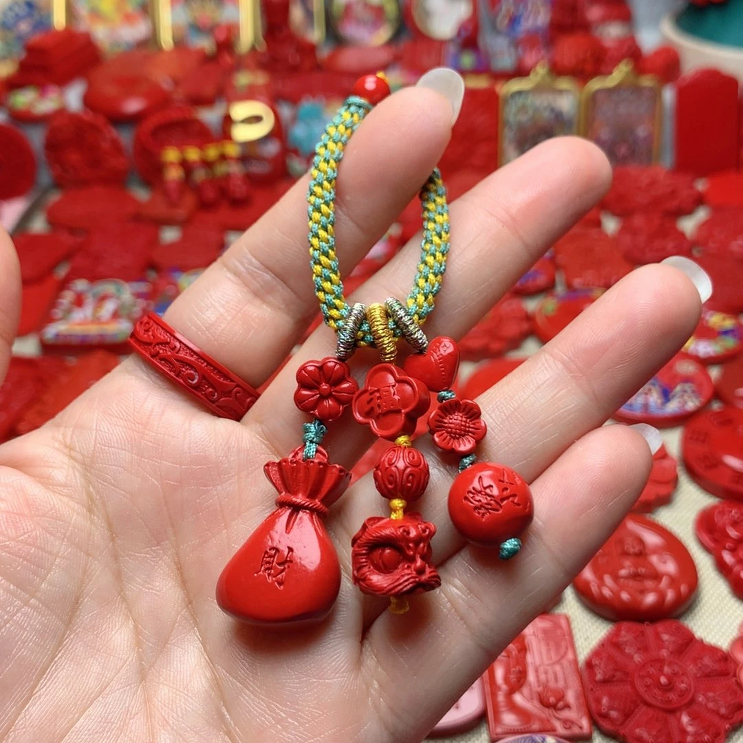 天然辰砂工艺品朱砂包包挂