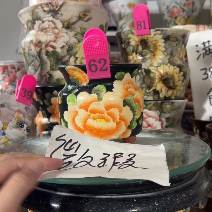 景德镇手绘花盆满38包邮偏远地区除外