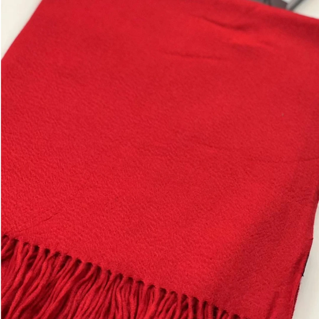 水波纹羊绒围巾-红黛 70*180cm长巾披肩