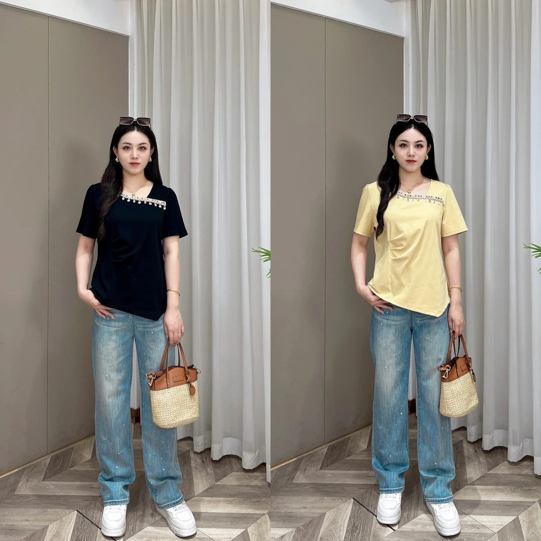 【上新现货仅上衣】PDM22139夏季新款百搭遮肚子别致设计T恤大码