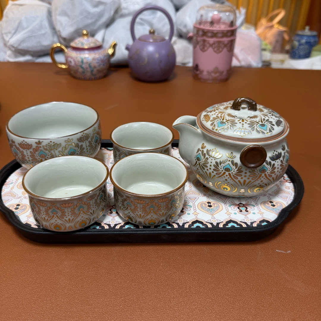 ZH3643-敦煌手抓宝瓶GS-B+敦煌客杯GS-B*3+敦煌禅定主人杯