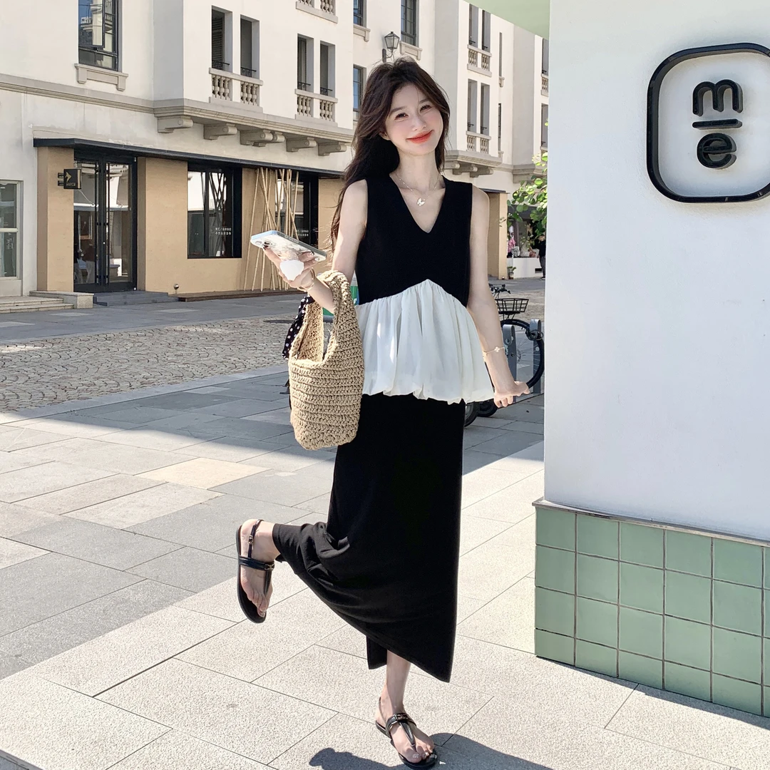 轻熟风撞色气质背心半身裙套装女2025夏装大方得体绝美两件套显瘦