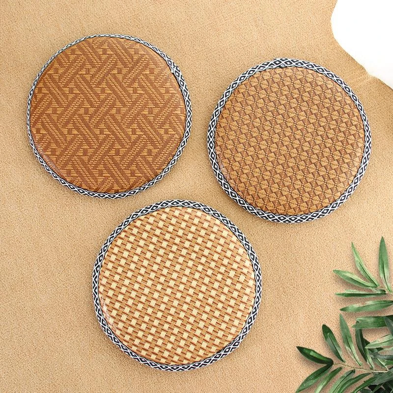 圆凳坐垫藤席凳垫圆形藤椅座垫高弹海绵防滑凉垫椅子屁垫夏季透气