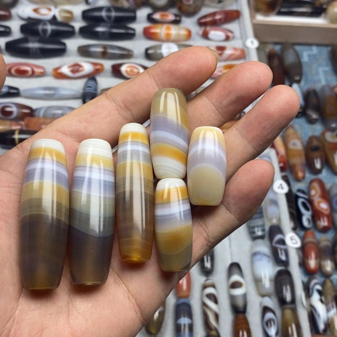 玛瑙/玉髓散珠天然缠丝玛瑙天珠