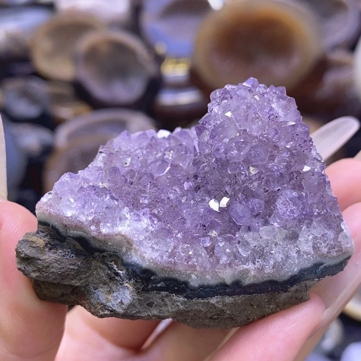 未镶嵌珠宝半成品紫晶花球晶块