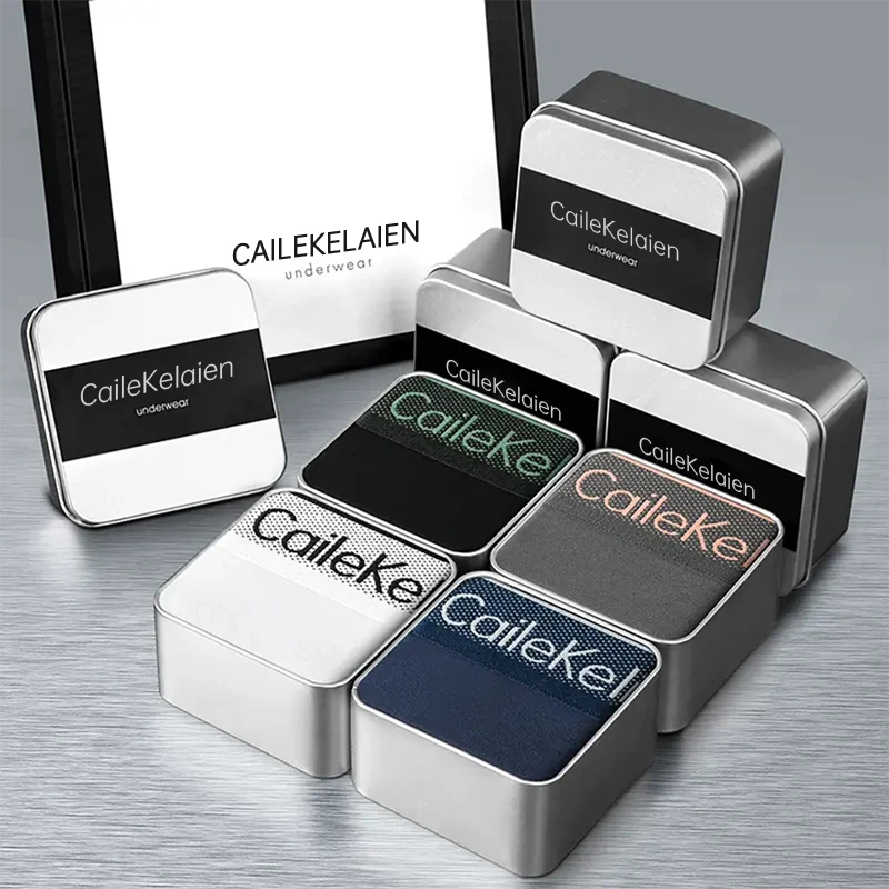 CaileKelaien男士内裤平角裤春夏季透气青少年运动四角裤送礼盒装