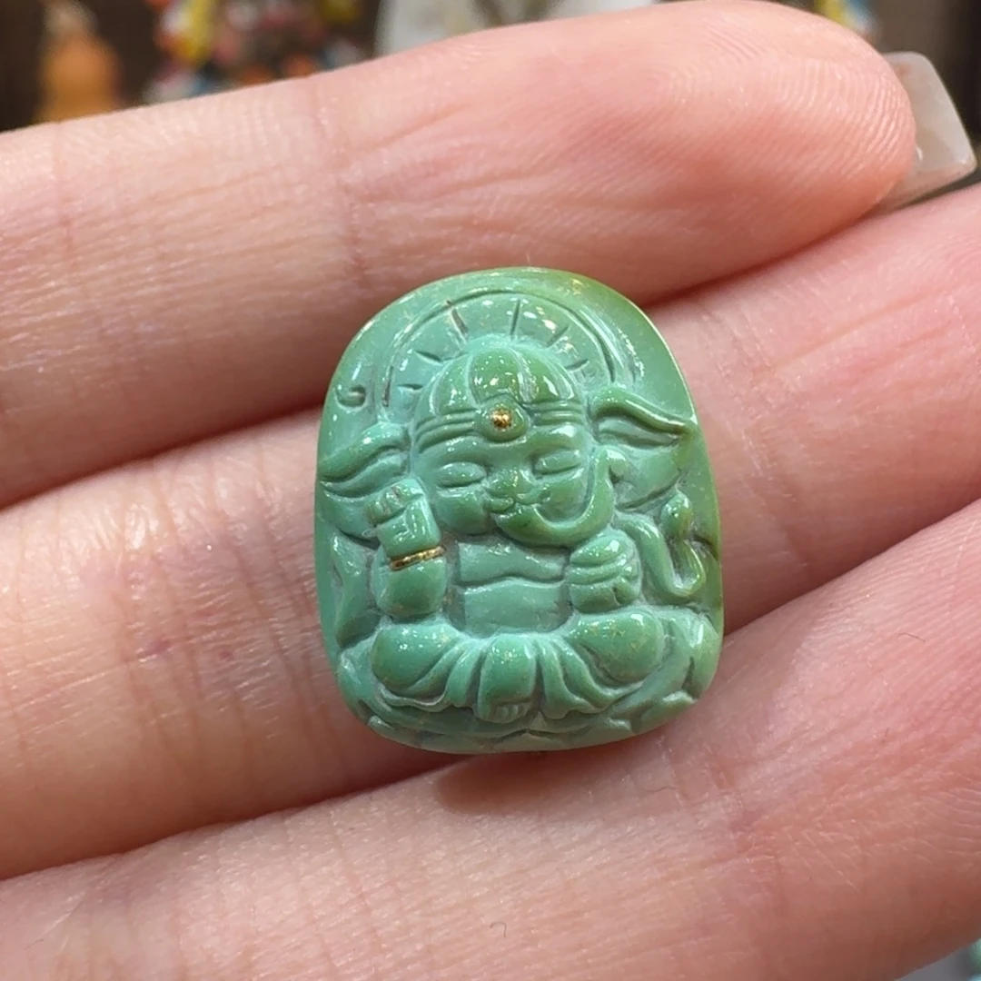 松***鼠未镶嵌绿松石珠宝半成品象神配饰
