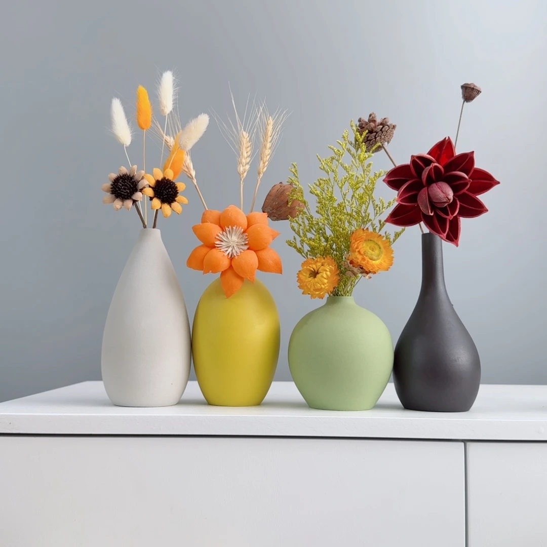 瓷片陶瓷小花瓶含花总高 约20-30cm