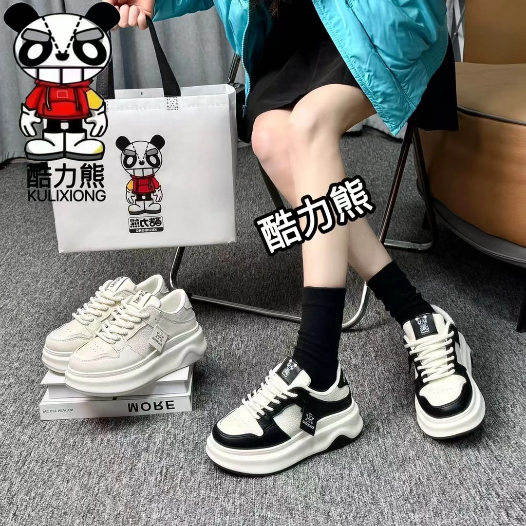 酷力熊秋季小白鞋女新款百搭增高学院风休闲鞋2501