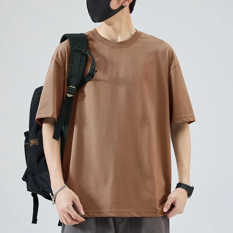 棉质短袖t恤男夏季薄款ins潮牌简约百搭休闲上衣重磅纯白男士半袖