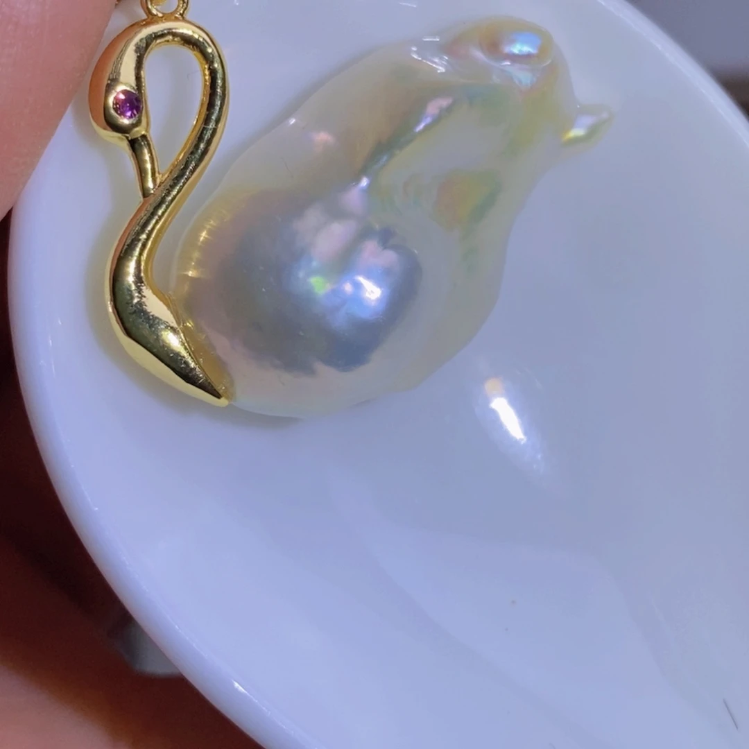 银S925镶嵌天然淡水珍珠淡水珍珠