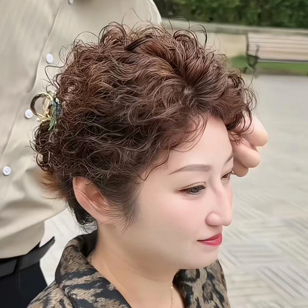 八字卷刘海-真发遮白发增发量蓬松刘海假发轻薄自然卷发补发片