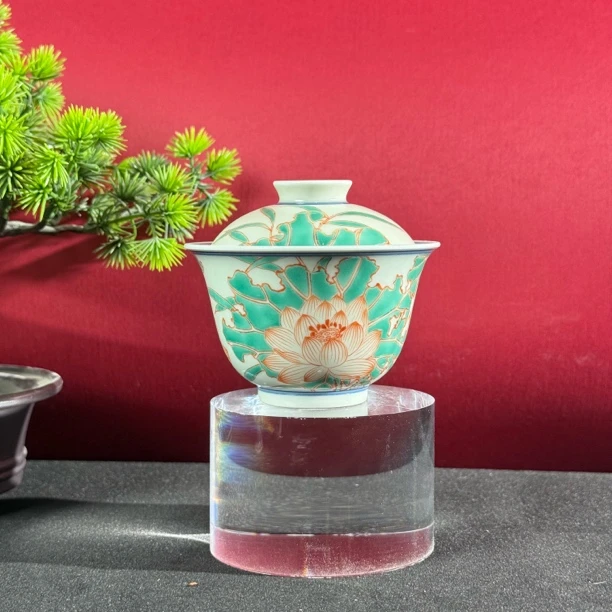 雨溪 荷花盖碗 YX021