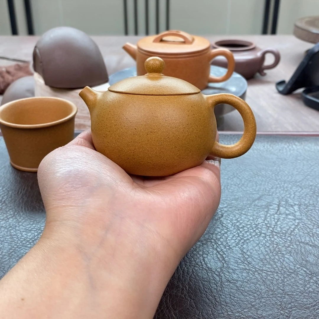 紫砂茶壶黄金段西施130cc精工半手