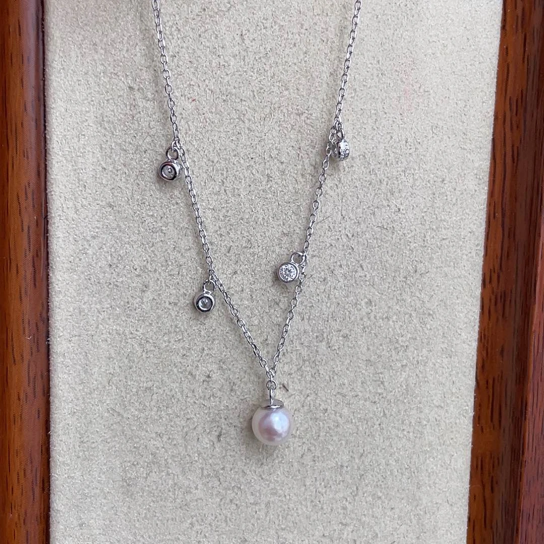 海水珍珠银S925镶嵌颈饰