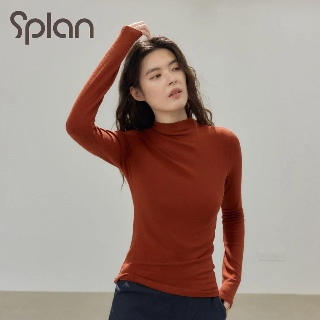 【秋冬新品】SPLAN 极简风通勤修身显瘦打底上装长袖T恤25240