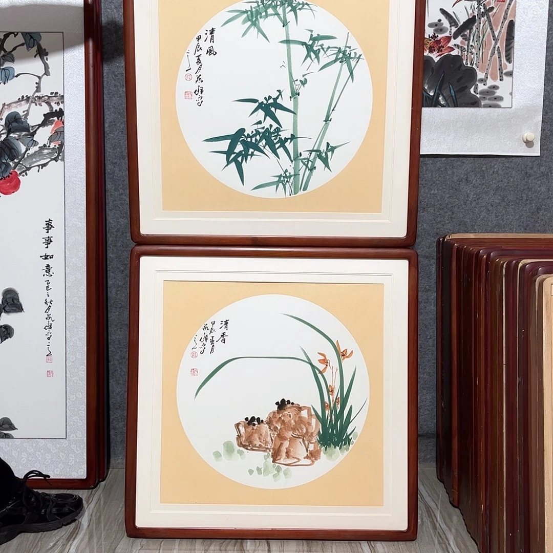 国画书画作品带框63×63