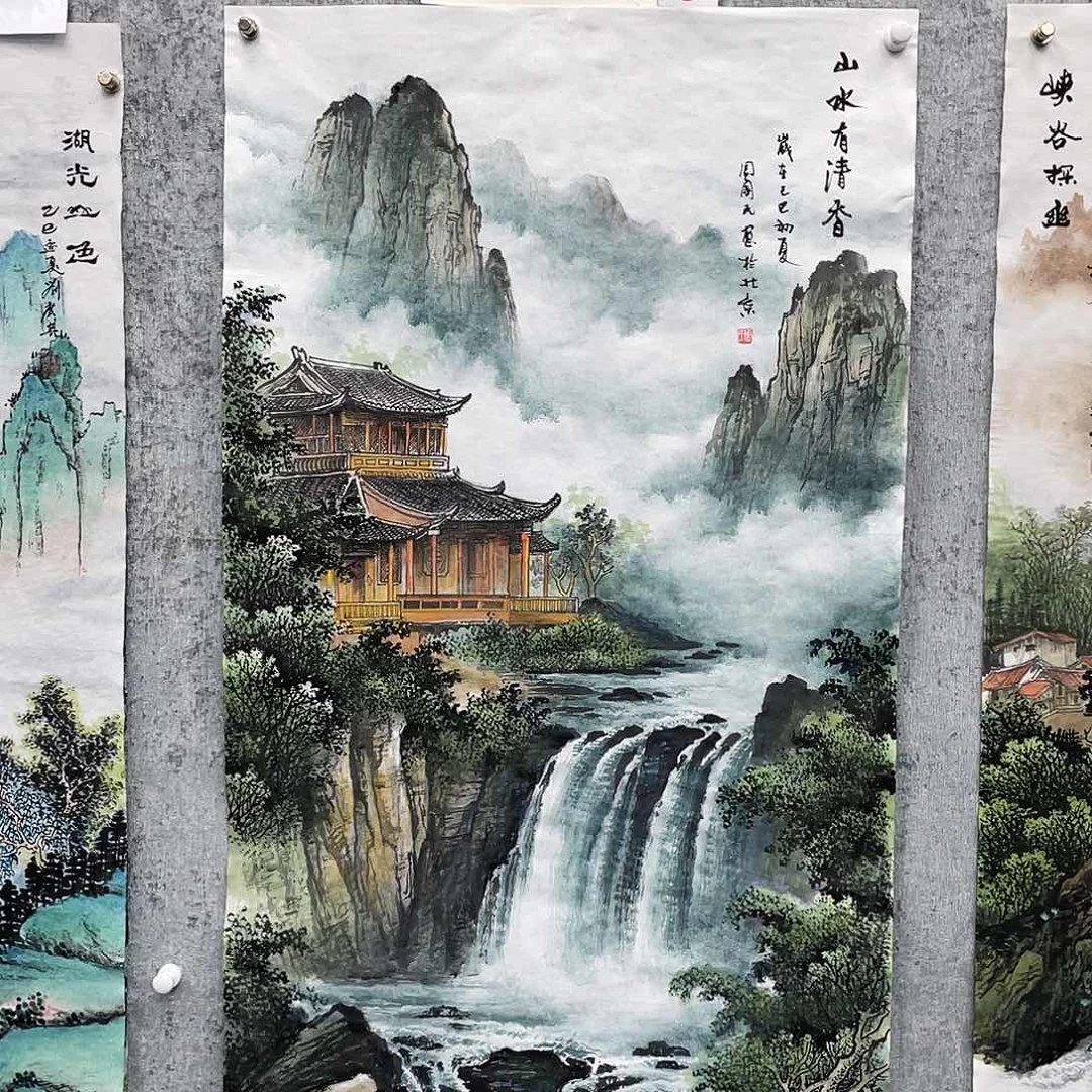 国画陈****馆绘画作品画芯周国民