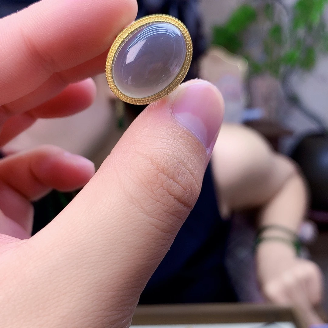 和田玉（青玉）银S925镶嵌吊坠(不含链)戒指