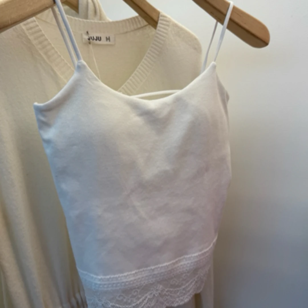 纯欲风褶皱吊带背心短款带胸垫修身美背内搭外穿上衣