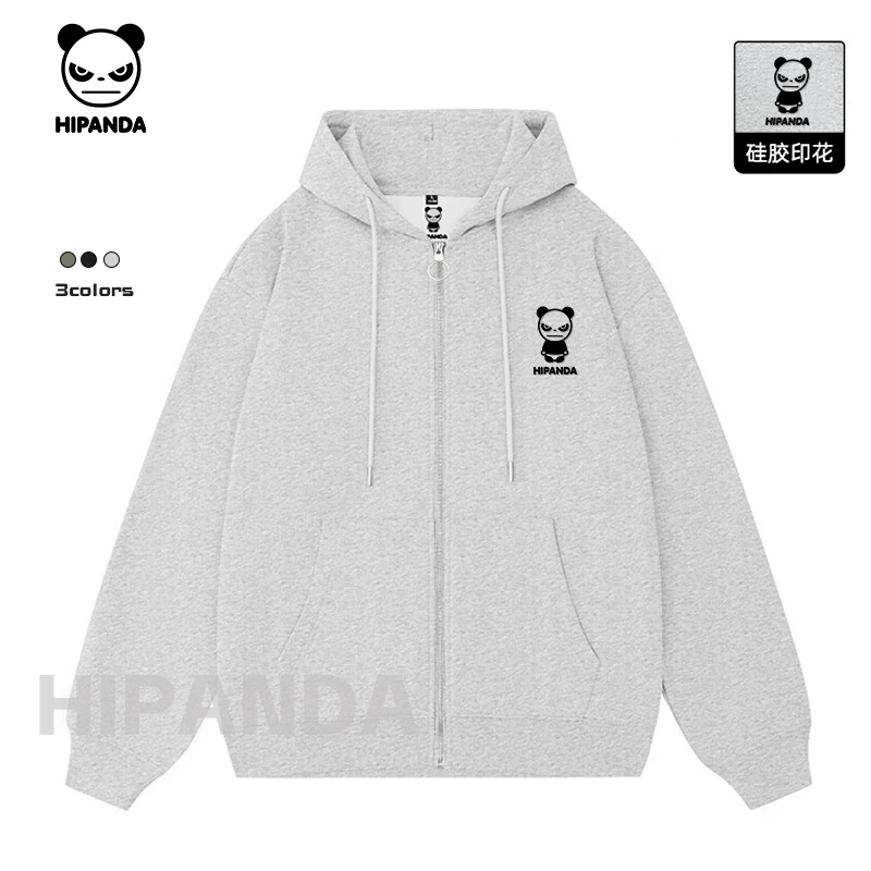 HiPanda灰色开衫连帽外套男女款春秋季潮牌cleanfit宽松百搭卫衣