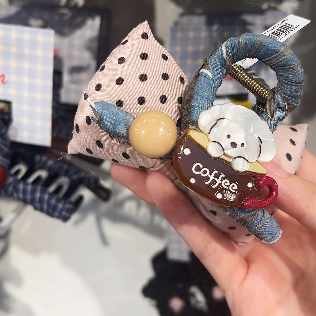 皮质非金属茶杯狗充棉粉色波点蝴蝶结