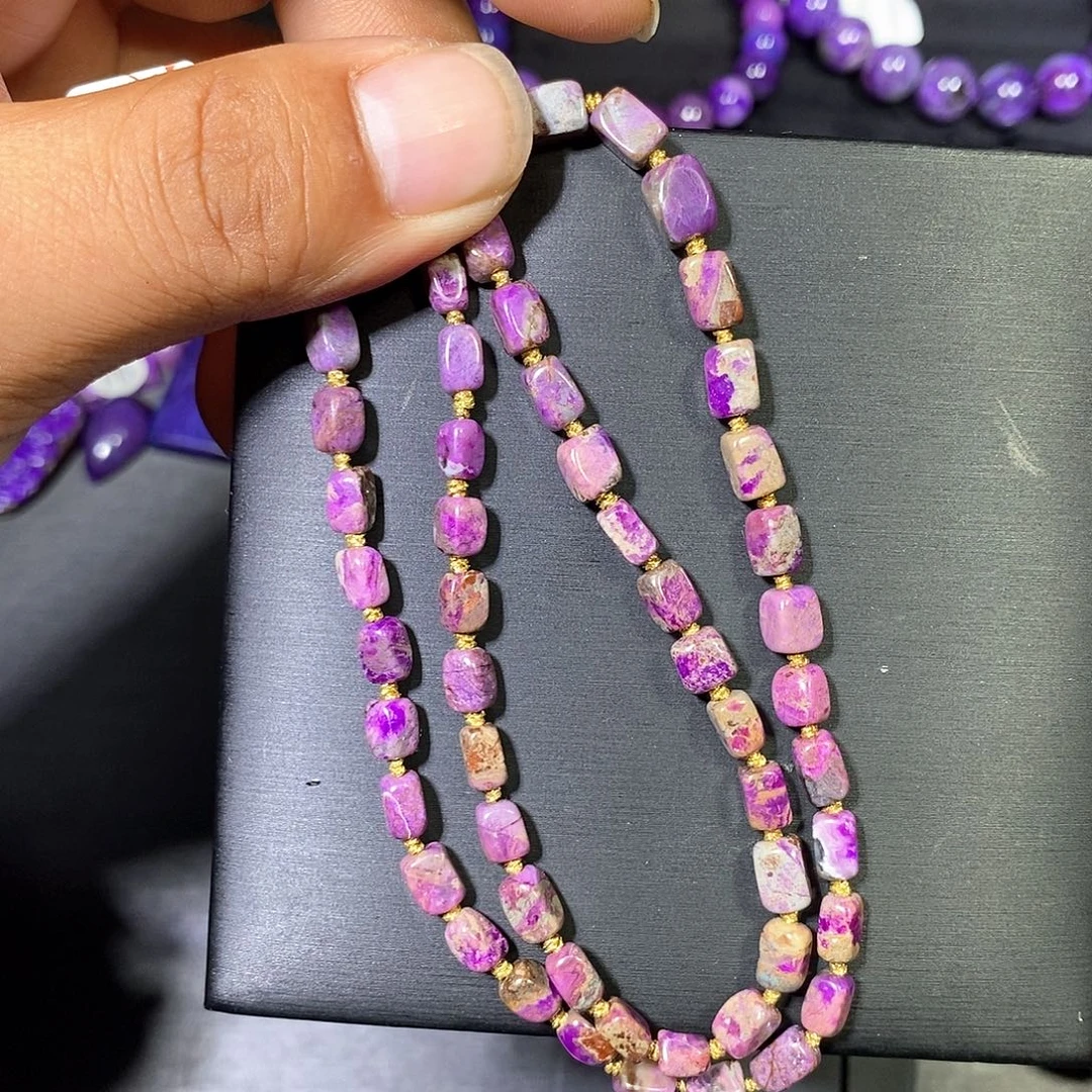 苏纪石（舒俱来）未镶嵌南非舒俱来桃红樱花方糖项链