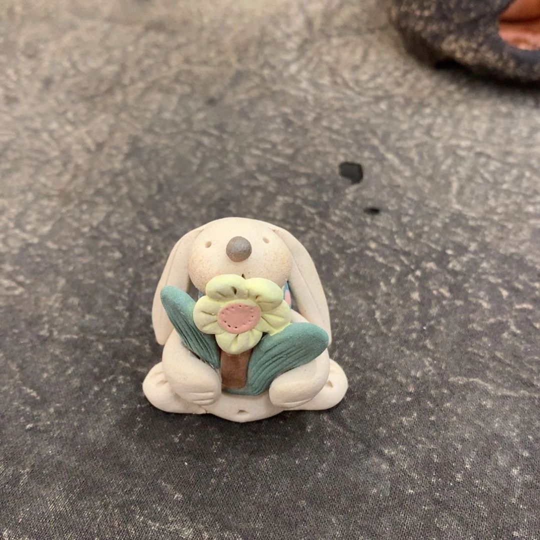 纯手工陶泥小兔子