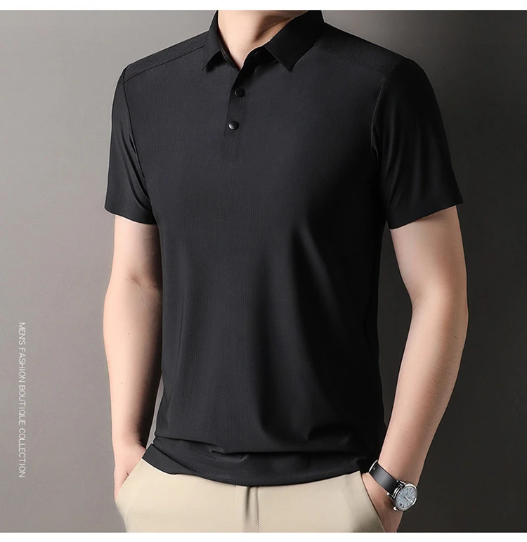 短袖常规T恤男士中年半袖夏季休闲翻领运动青年薄款