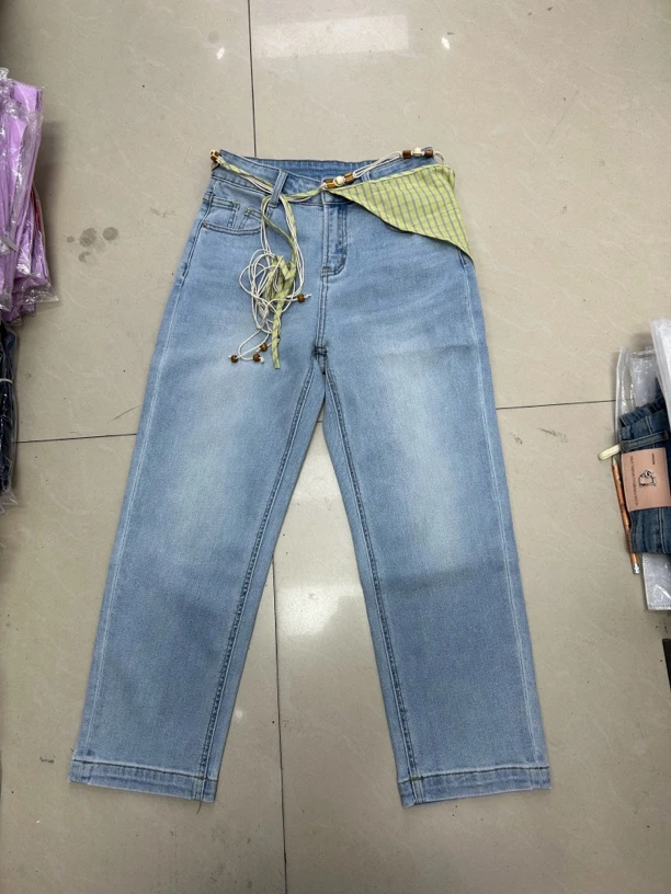 裤长87左右 夏款百搭烟管裤小直筒牛仔裤法棍裤90713