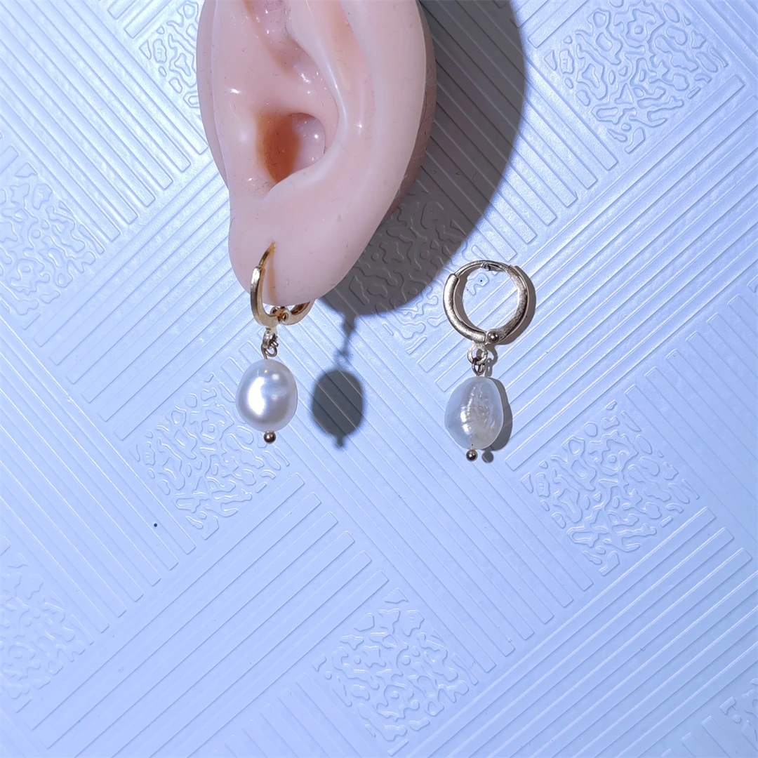 玉海珠宝A28丨淡水珍珠手工耳环巴洛克素环潮流独特小众饰品