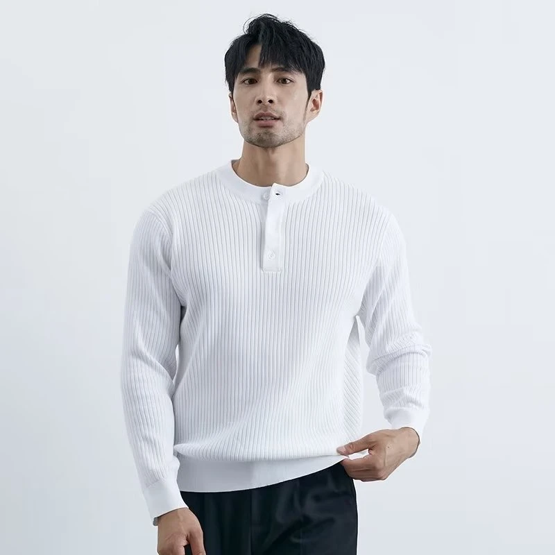 新款亨利领毛衣男士轻熟商务长袖针织衫时尚