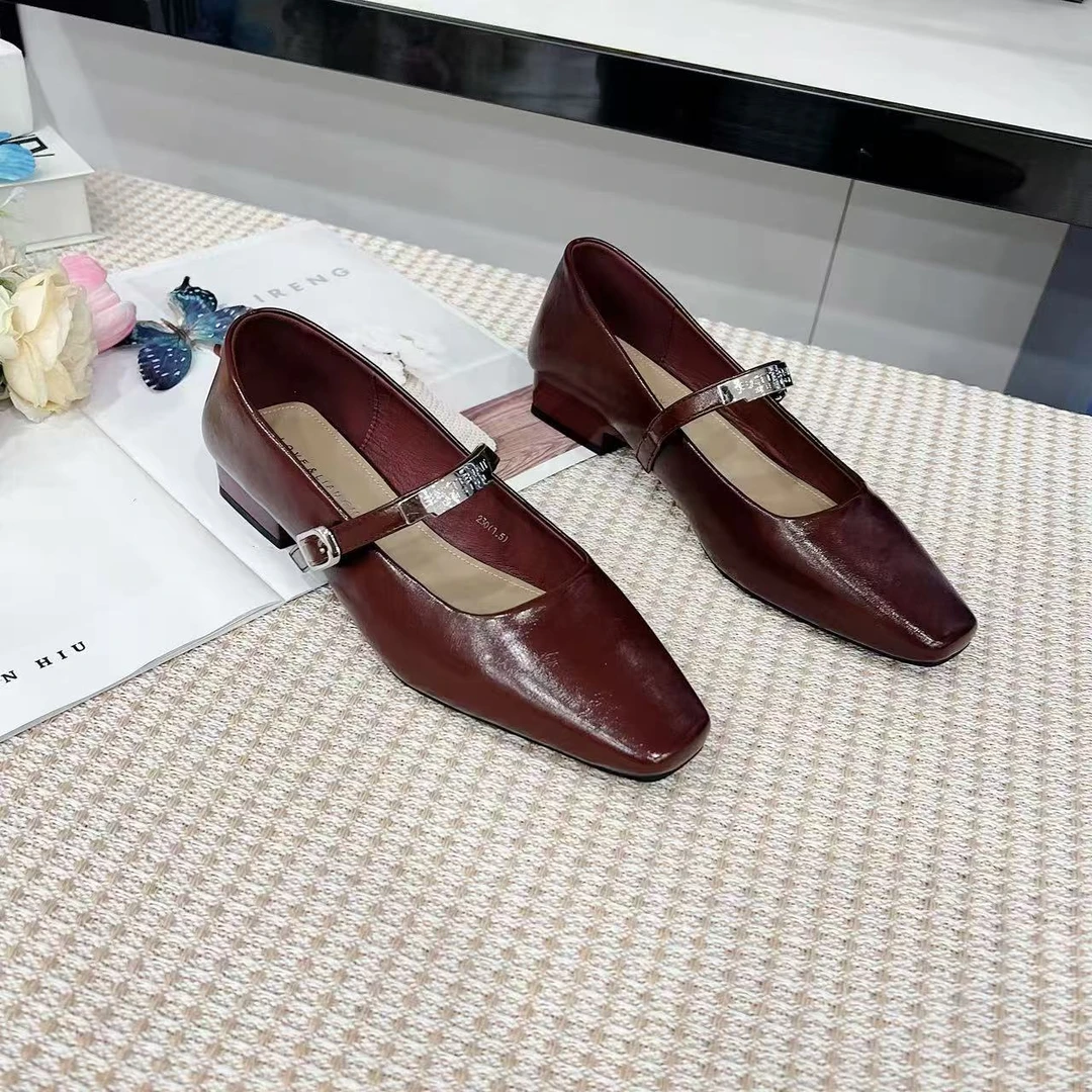 5013-8 新款百搭方头粗跟浅口软底玛丽珍单鞋