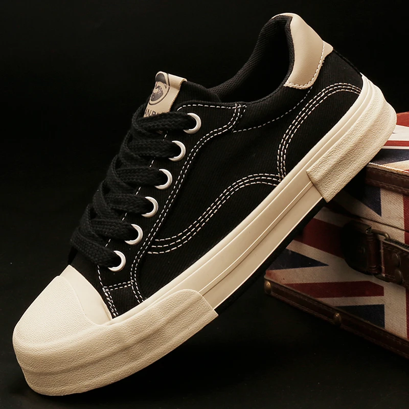 25857 男鞋秋季新款休闲板鞋时尚低帮透气潮鞋韩版系带平底帆布鞋