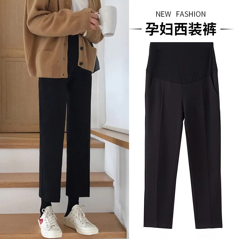 清仓捡漏孕妇直筒裤秋冬款宽松加绒加厚高腰托腹九分直筒裤打底裤