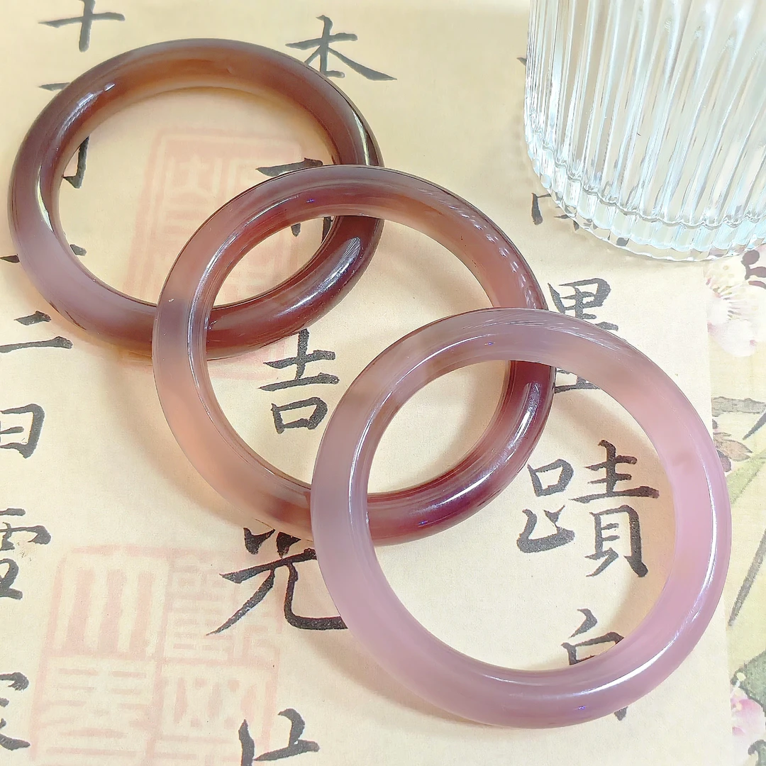 冰烟紫玛瑙圆条手镯C7(多样性发)(拍一发一)