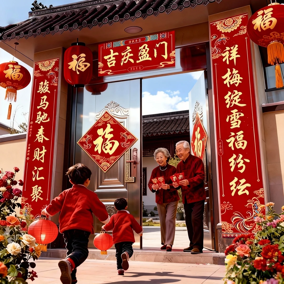 马年春节对联农村大门商铺福字门贴过年装饰2026新年不干胶对联